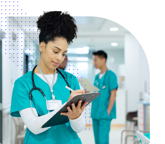 Nurse working on clipboard